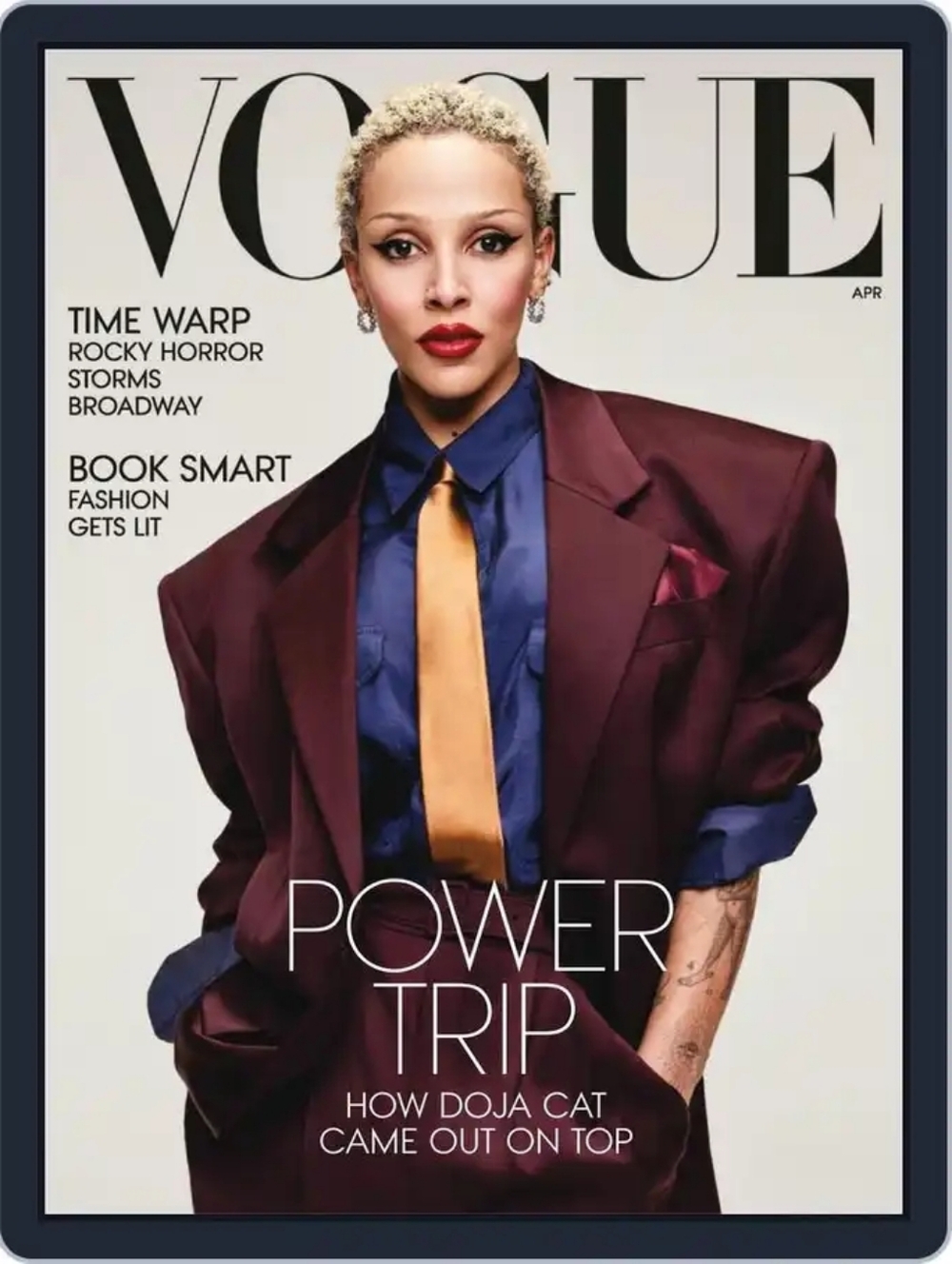 Vogue Burgundy Blazer with Navy Shirt and Mustard Tie New 2026